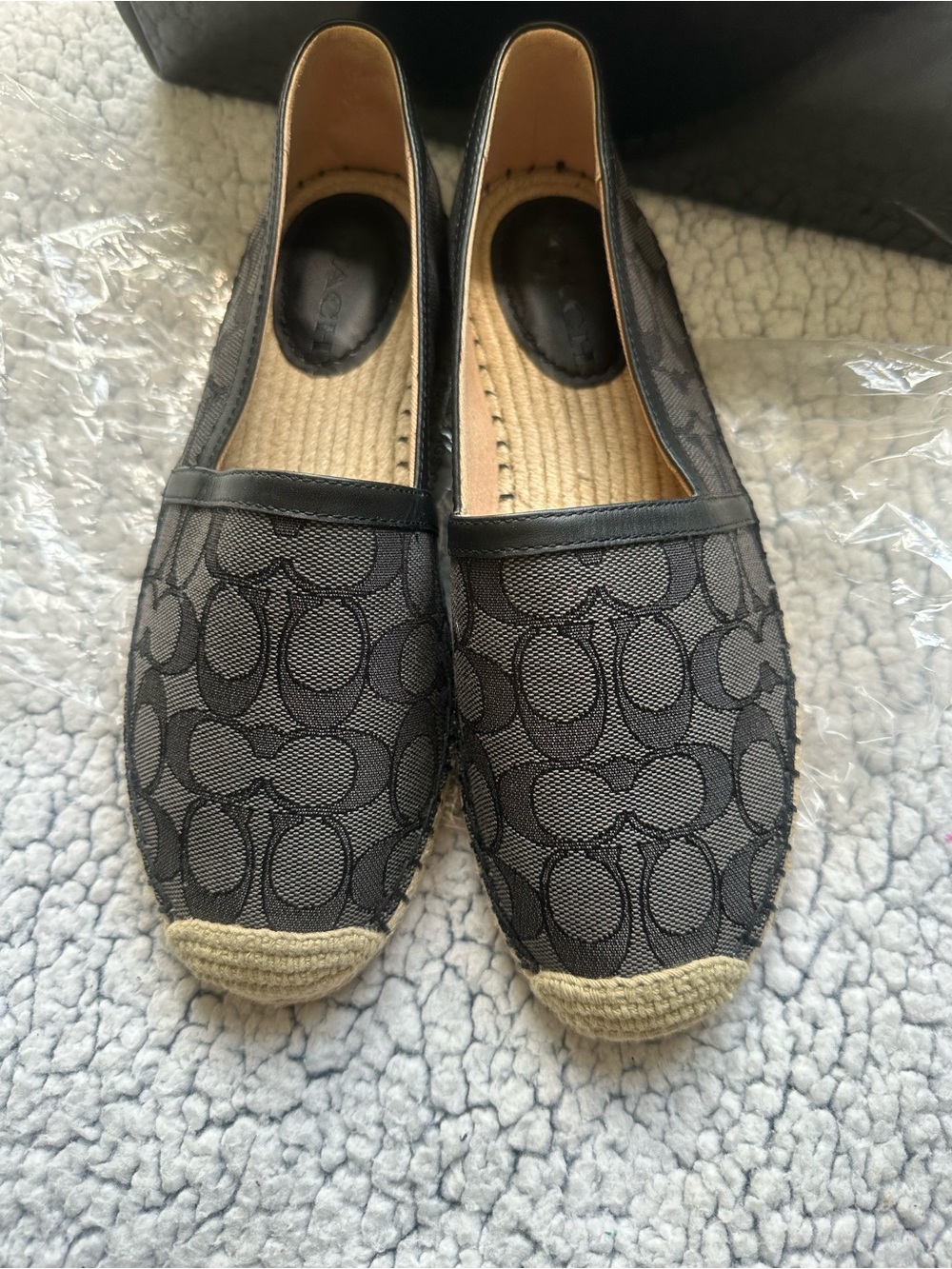 New COACH Codi Espadrille In Signature Jacquard - Black - size 7.5 US